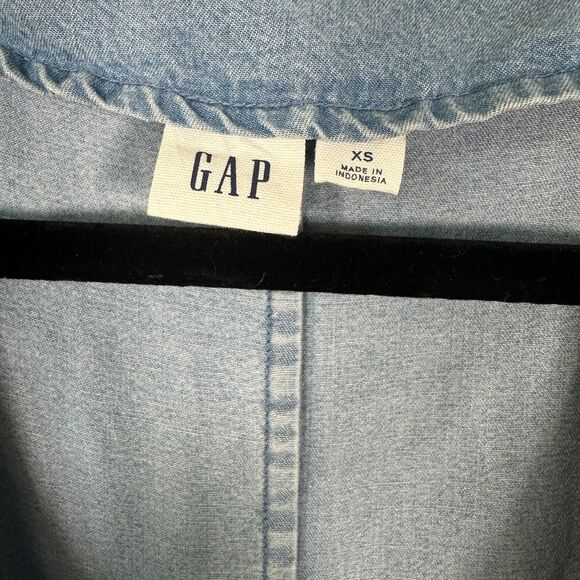 Gap Chambray Denim Side Button Wrap Dress Midi Women's Size XS - Picture 8 of 8